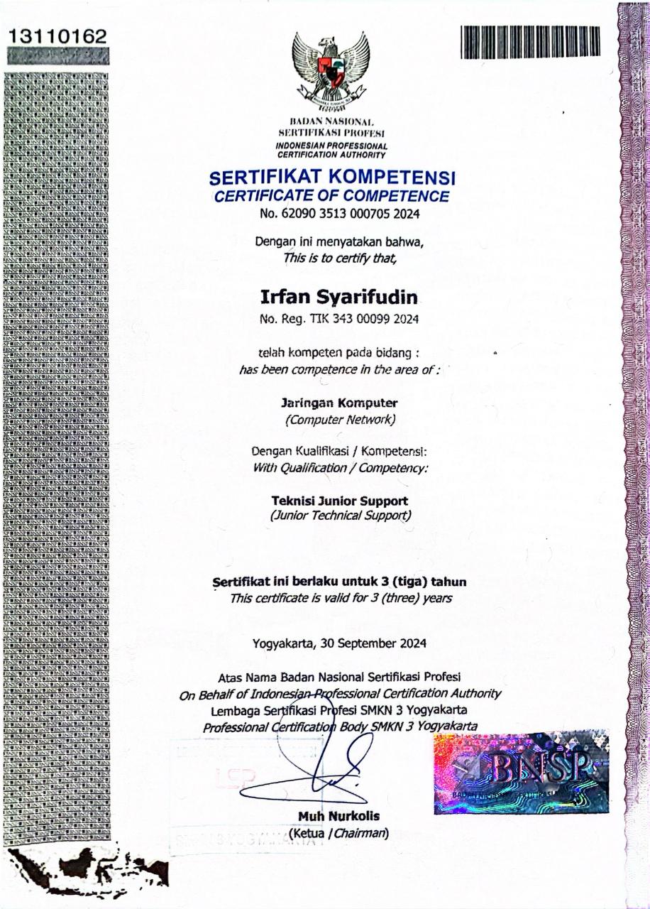 Sertifikat JCS BNSP